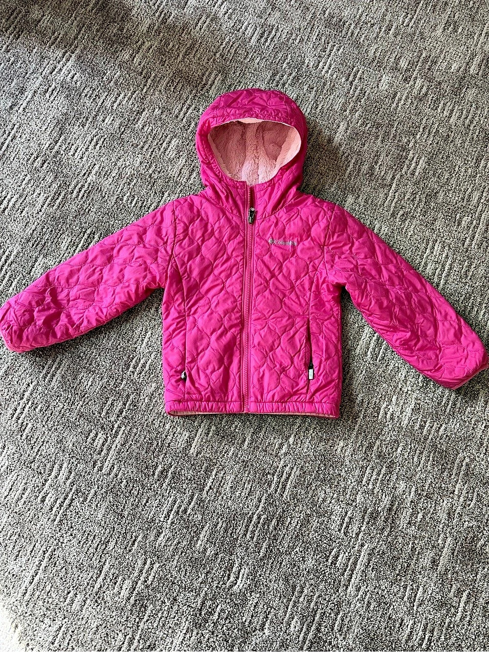 Columbia Girls Quilted Hooded Puffer Jacket Pink XXS (4/5)